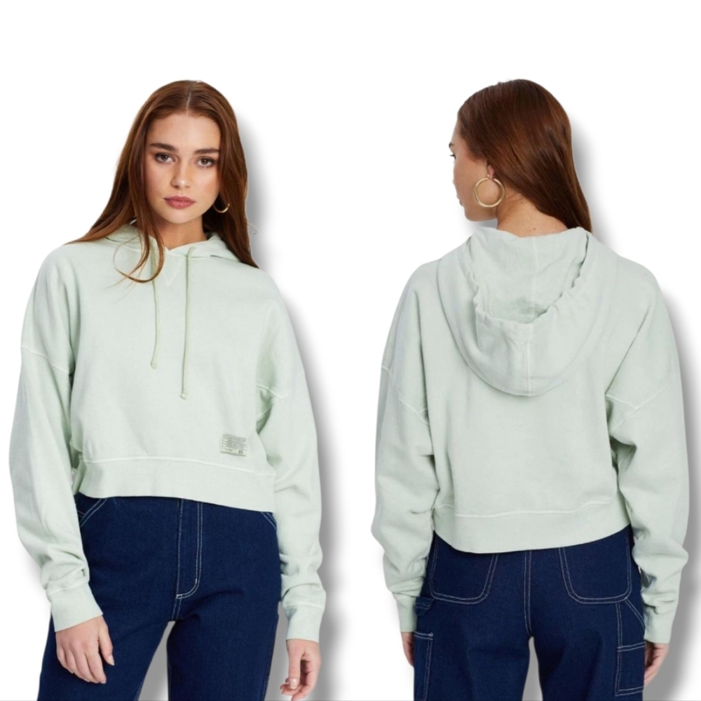 BDG Urban Outfitters Women's Mint Green Oversized Crop Hooded Sweater